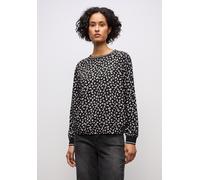 Langarmbluse STREET ONE, Damen, Gr. 34, schwarz, Stoff, 100% Viskose, gemustert, normal normal, U-Boot-Ausschnitt, Rippbündchen, Blusen, aus softer Viskose (45844863-34) schwarz