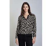 Langarmbluse STREET ONE, Damen, Gr. 34, schwarz, Stoff, 100% Viskose, gemustert, normal normal, V-Ausschnitt, Bündchen, Blusen, mit V-Ausschnitt (38648321-34) schwarz