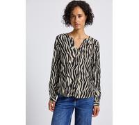 Langarmbluse STREET ONE, Damen, Gr. 34, schwarz, Stoff, 100% Viskose, animal-print, sehr weit normal, Rundhals, Bündchen, Blusen, aus softer Viskose (65547955-34) schwarz