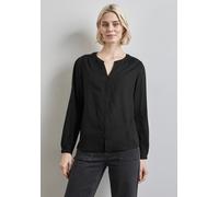 Langarmbluse STREET ONE, Damen, Gr. 34, schwarz, Stoff, 100% Viskose, unifarben, normal normal, V-Ausschnitt, Bündchen, Blusen, mit Spitzendetails (78107160-34) schwarz