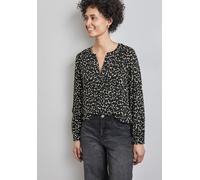 Langarmbluse STREET ONE, Damen, Gr. 34, schwarz, Web, Obermaterial: 100% Viskose, gemustert, bequem hüftbedeckend, Rundhals, 1-Knopf-Manschette, Blusen Langarmbluse, mit grafischem Muster (14865224-34