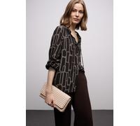 Langarmbluse STREET ONE, Damen, Gr. 34, schwarzest braun, Stoff, 100% Viskose, gemustert, klassisch normal, V-Ausschnitt, Bündchen, Blusen, mit grafischem Muster (22197647-34) schwarzest braun