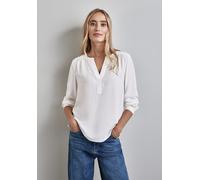 Langarmbluse STREET ONE, Damen, Gr. 34, weiß (sanftes weiß), Web, Obermaterial: 100% Viskose, unifarben, bequem Po-bedeckend, Rundhals, 1-Knopf-Manschette, Blusen, im Tunika-Stil (23010332-34) sanftes