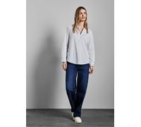 Langarmbluse STREET ONE, Damen, Gr. 34, weiß, Web, 79% Baumwolle, 19% Nylon, 2% Elasthan, gestreift, klassisch normal, V-Ausschnitt, Bündchen, Blusen, aus Baumwolle mit Stretchanteil (62440916-34) wei