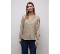 Langarmbluse STREET ONE, Damen, Gr. 36, beige (light terra mocha), Stoff, 100% Viskose, gemustert, klassisch normal, V-Ausschnitt, Bündchen, Blusen, im Tunika-Style (93628737-36) light terra mocha