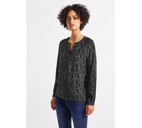 Langarmbluse STREET ONE, Damen, Gr. 36, blau (deepwater blau), Stoff, 100% Viskose, bedruckt, normal normal, V-Ausschnitt, angesetztes Bündchen, Blusen, Feel Good Fit (31944200-36) deepwater blau