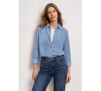 Langarmbluse STREET ONE, Damen, Gr. 36, blau (northern blau), Web, 100% Baumwolle, unifarben, normal normal, V-Ausschnitt, abgesteppt, Blusen, aus reiner Baumwolle (46639151-36) northern blau