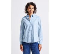 Langarmbluse STREET ONE, Damen, Gr. 36, blau (original blau), Web, 100% Baumwolle, gestreift, normal normal, V-Ausschnitt, Bündchen, Blusen, aus reiner Baumwolle (54454359-36) original blau