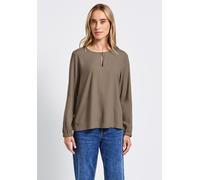 Langarmbluse STREET ONE, Damen, Gr. 36, braun (bark braun), Stoff, 100% Viskose, unifarben, normal normal, Rundhals, Bündchen, Blusen, aus softer Viskose (82076418-36) bark braun