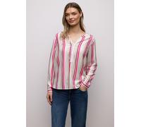 Langarmbluse STREET ONE, Damen, Gr. 36, magenta dream, Stoff, 100% Viskose, gestreift, klassisch normal, V-Ausschnitt, Bündchen, Blusen, im Tunika-Style (30628315-36) magenta dream