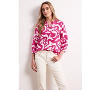 Street One Langarmbluse Damen Gr. 36 magenta dream 60% Leinen/40% Baumwolle gemustert Rundhals