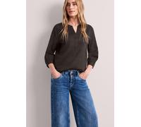 Langarmbluse STREET ONE, Damen, Gr. 36, espresso braun, Web, 60% Leinen, 40% Baumwolle, unifarben, normal normal, Rundhals, Bündchen, Blusen, mit Leinenanteil (33208125-36) espresso braun