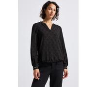 Langarmbluse STREET ONE, Damen, Gr. 36, schwarz, Stoff, 100% Viskose, gemustert, normal normal, Rundhals, Bündchen, Blusen, aus softer Viskose (68744730-36) schwarz