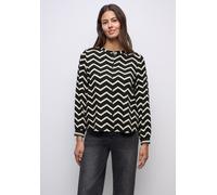 Langarmbluse STREET ONE, Damen, Gr. 36, schwarz, Stoff, 100% Viskose, gemustert, normal normal, Rundhals, elastischer Bund, Blusen, mit Zick Zack Muster (71961202-36) schwarz