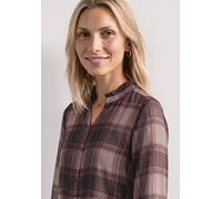 Langarmbluse STREET ONE, Damen, Gr. 38, braun (sanded amber), Stoff, Oberstoff: 100% Polyester. Futter: 100% Modal, gemustert, klassisch normal, Rundhals, elastischer Bund, Blusen, mit geschlitztem Ru