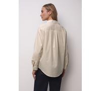 Langarmbluse STREET ONE, Damen, Gr. 38, cotton beige, Web, 79% Baumwolle, 19% Polyamid, 2% Elasthan, gestreift, regular fit lang, V-Ausschnitt, Bündchen, Blusen, mit Turn-Up Funktion (17511052-38) cot