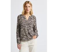 Langarmbluse STREET ONE, Damen, Gr. 38, deep roast braun, Stoff, 100% Viskose, animal-print, normal normal, Rundhals, Bündchen, Blusen, aus softer Viskose (31042229-38) deep roast braun