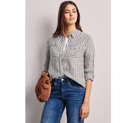 Hemdbluse STREET ONE, Damen, Gr. 38, espresso braun, Web, Obermaterial: 100% Leinen, gestreift, regular fit normal, Rundhals, Manschette, Blusen Hemdbluse, mit Streifen Muster (70839742-38) espresso b