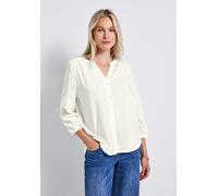 Langarmbluse STREET ONE, Damen, Gr. 38, sanftes weiß, Stoff, 65% Polyester, 35% Viskose, unifarben, normal normal, Rundhals, Umschlagsaum, Blusen, mit gestreiftem Seersucker-Look (62201748-38) sanftes