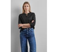 Langarmbluse STREET ONE, Damen, Gr. 38, schwarz, Web, 74% Baumwolle, 24% Polyamid, 2% Elasthan, unifarben, normal normal, Rundhals, Bündchen, Blusen, im soften Baumwoll-Mix (82399910-38) schwarz