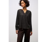 Street One Split Neck Leo Bluse Darkest Brown 38