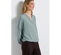 Langarmbluse STREET ONE, Damen, Gr. 40, blau (arona blau), Stoff, 100% Viskose, unifarben, normal normal, Rundhals, angesetztes Bündchen, Blusen, aus softer Viskose (81990156-40) arona blau