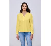 Langarmbluse STREET ONE, Damen, Gr. 40, bloom gelb, Stoff, 100% Viskose, unifarben, klassisch normal, Rundhals, Manschette, Blusen, mit geschlitztem Rundhalsausschnitt (24310145-40) bloom gelb