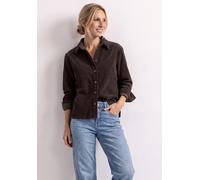 Langarmbluse STREET ONE, Damen, Gr. 40, braun (ruby vine), Web, 100% Baumwolle, unifarben, normal normal, V-Ausschnitt, abgesteppt, Blusen, in Cord-Optik (91983840-40) ruby vine