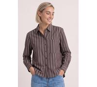 Langarmbluse STREET ONE, Damen, Gr. 40, espresso braun, Web, 100% Baumwolle, gestreift, normal normal, V-Ausschnitt, abgesteppt, Blusen, aus reiner Baumwolle (32072926-40) espresso braun