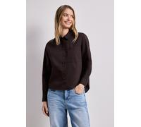 Langarmbluse STREET ONE, Damen, Gr. 40, espresso braun, Web, Obermaterial: 100% Baumwolle, unifarben, lässig geschnitten hüftbedeckend, Rundhals, 1-Knopf-Manschette, Blusen, mit Hemdkragen aus Twill (