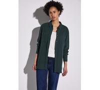 Langarmbluse STREET ONE, Damen, Gr. 40, grün (hunter grün), Web, 100% Baumwolle, unifarben, gerade normal, V-Ausschnitt, Bündchen, Blusen, aus reiner Baumwolle (22238003-40) hunter grün