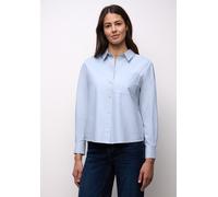 Langarmbluse STREET ONE, Damen, Gr. 40, original blau, Web, 100% Baumwolle, unifarben, normal normal, V-Ausschnitt, Bündchen, Blusen (89836427-40) original blau