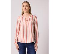 Langarmbluse STREET ONE, Damen, Gr. 40, striking coral, Stoff, 100% Viskose, gestreift, klassisch normal, V-Ausschnitt, Bündchen, Blusen, im Tunika-Style (22244365-40) striking coral
