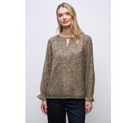 Langarmbluse STREET ONE, Damen, Gr. 40, sanded beige, Stoff, Obermaterial: 100% Polyester; Futter: 100% Modal, animal-print, klassisch normal, Rundhals, elastischer Bund, Blusen, mit Leomuster (854524