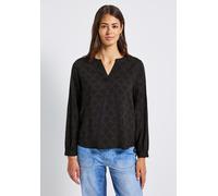 Langarmbluse STREET ONE, Damen, Gr. 40, schwarz, Stoff, 100% Viskose, gemustert, normal normal, Rundhals, Bündchen, Blusen, aus softer Viskose (87018141-40) schwarz