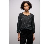 Langarmbluse STREET ONE, Damen, Gr. 40, schwarz, Stoff, 100% Viskose, gepunktet, normal normal, Rundhals, elastischer Bund, Blusen (42993632-40) schwarz