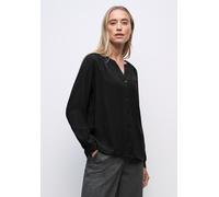 Langarmbluse STREET ONE, Damen, Gr. 40, schwarz, Stoff, 100% Viskose, unifarben, klassisch normal, V-Ausschnitt, Bündchen, Blusen, im Tunika-Style (18171332-40) schwarz