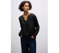 Langarmbluse STREET ONE, Damen, Gr. 40, schwarz, Stoff, 100% Viskose, unifarben, normal normal, Rundhals, Bündchen, Blusen, aus softer Viskose (27458528-40) schwarz