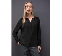 Langarmbluse STREET ONE, Damen, Gr. 40, schwarz, Web, Obermaterial: 100% Viskose, unifarben, bequem hüftbedeckend, Rundhals, Blusen (14668020-40) schwarz