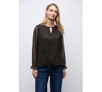 Langarmbluse STREET ONE, Damen, Gr. 40, schwarzest braun, Stoff, Obermaterial: 100% Polyester; Futter: 100% Modal, animal-print, klassisch normal, Rundhals, elastischer Bund, Blusen, mit Leomuster (42