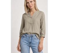 Langarmbluse STREET ONE, Damen, Gr. 40, timeless beige, Web, 60% Leinen, 40% Baumwolle, unifarben, normal normal, Rundhals, Bündchen, Blusen, mit Leinenanteil (23092642-40) timeless beige