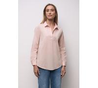 Langarmbluse STREET ONE, Damen, Gr. 42, faded rose, Web, 79% Baumwolle, 19% Polyamid, 2% Elasthan, gestreift, regular fit lang, V-Ausschnitt, Bündchen, Blusen, mit Turn-Up Funktion (34707401-42) faded