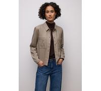 Langarmbluse STREET ONE, Damen, Gr. 42, light terra mocha meliert, Stoff, 63% Polyester, 34% Viskose, 3% Elasthan, unifarben, normal normal, V-Ausschnitt, Bündchen, Blusen, mit Brusttaschen (72293129-