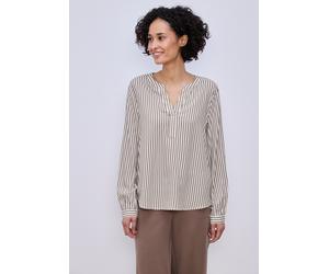 Langarmbluse STREET ONE, Damen, Gr. 42, light terra mocha, Stoff, 100% Viskose, gestreift, klassisch normal, Rundhals, Manschette, Blusen, im Streifen-Design (85546114-42) light terra mocha