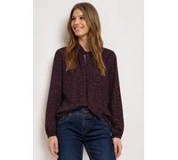 Langarmbluse STREET ONE, Damen, Gr. 42, lila (rustic rouge), Stoff, 100% Viskose, klassisch normal, Rundhals, elastischer Bund, Blusen, mit Schleifendetail (49517161-42) rustic rouge