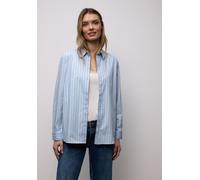 Langarmbluse STREET ONE, Damen, Gr. 42, original blau, Web, 100% Baumwolle, gestreift, klassisch normal, V-Ausschnitt, Bündchen, Blusen, aus reiner Baumwolle (83580228-42) original blau