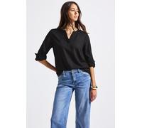 Street One Damen Tunika 3412056 Split Neck, Langarm, 100% Viskose, Schwarz, Gr. 42