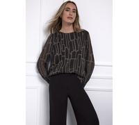 Street One Gemusterte Chiffo Bluse Darkest Brown 42