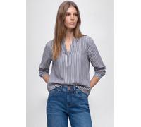 Langarmbluse STREET ONE, Damen, Gr. 42, shadow blau, Stoff, 100% Viskose, gestreift, klassisch normal, Rundhals, Manschette, Blusen, im Streifen-Design (78802458-42) shadow blau