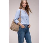Langarmbluse STREET ONE, Damen, Gr. 42, smoked blau, Web, 100% Baumwolle, gestreift, normal normal, Rundhals, elastischer Bund, Blusen, aus reiner Baumwolle (72903121-42) smoked blau